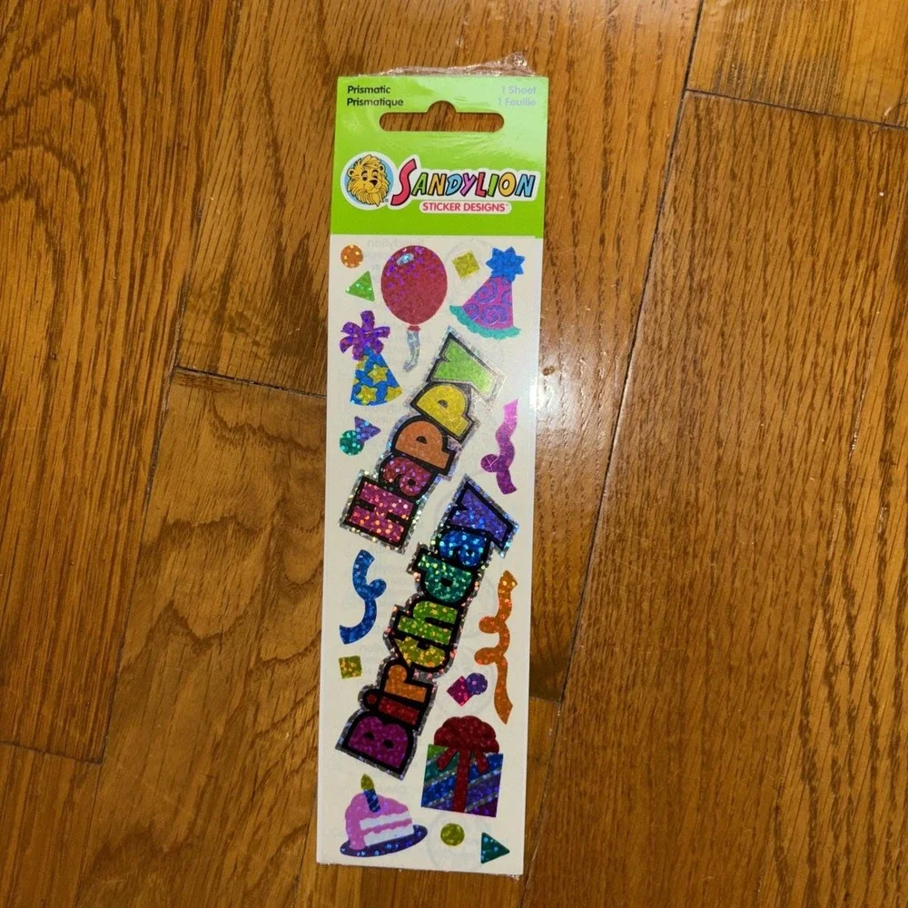 NEW SandyLion Prismatic Happy Birthday Amscan Balloon Stickers 3 Sheets Vintage